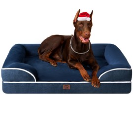 EHEYCIGA Orthopedic XL Dog Beds, Waterproof Memory Foam Dog Bed for Extra Large Dogs, Non-Slip Bottom and Egg-Crate Foam Big Pet Couch Bed with Washable Removable Cover, Navy