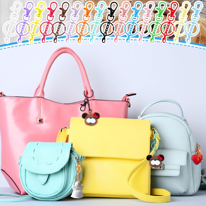 Otoolling 64 Pcs Colorful Swivel Snap Hook with Key Rings