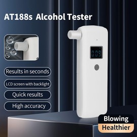 Alcohol Breathalyzer Tester| Portable Breathalyzers | Accuracy Alcohol Tester with LCD Display | Personal & Professional Use | Drunk Driving Detection Equipment (10 Mouthpieces)