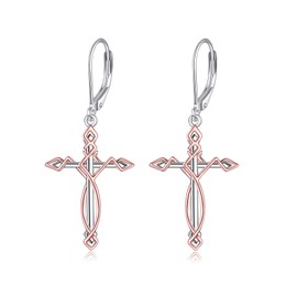 Mountain/Celtic Knot/Cross/Angel Wing Earrings 925 Sterling Silver Abalone Shell Mountain Cross Earrings Jewellery Nature Lovers Gift for Women and Girls, Sterling Silver