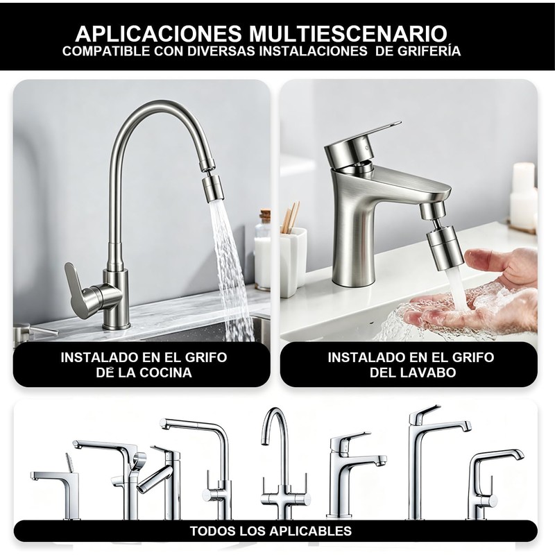 Regadera para Fregadero de Cocina, 2 Modos Extensor de Grifo