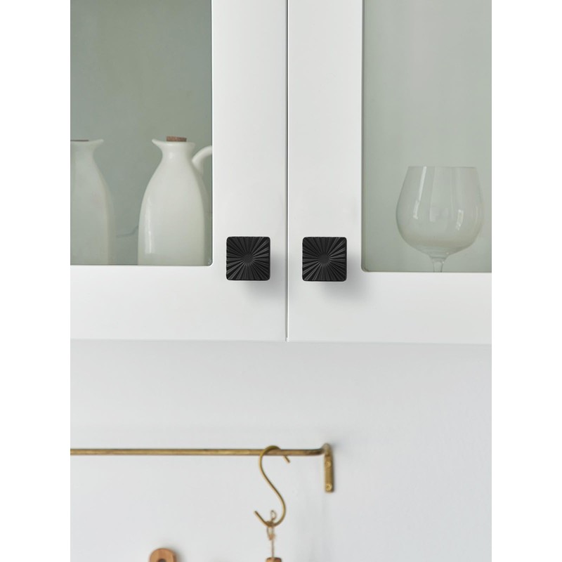 SORWDUERM 2 Pack Black Cabinet Knobs Square Drawer Pulls Bathroom