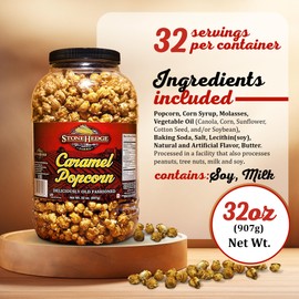 Stonehedge Farms Gourmet Popcorn Barrel Variety Packs - 32 Ounces Each - Two Pack (Kettle Corn + Caramel), 64.0 Ounce