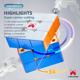 Taolele QY X-Man Tornado Speed Cube V3M Magnetic 3x3 Standard Version Stickerless Magic Cube Qiyi XMD Tornado V3 M Puzzle Toys