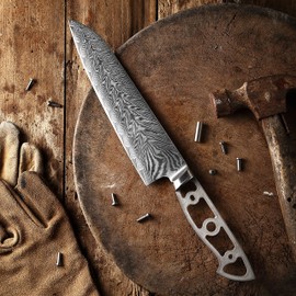 KATSURA Woodworking Project Kit – Gyuto Chef Knife Blank – Ultra Wide Blade 50mm – 8.25 Inch – Japanese Premium AUS 10V, 67 Layers Damascus Steel – Storm-V Series – NO LOGO