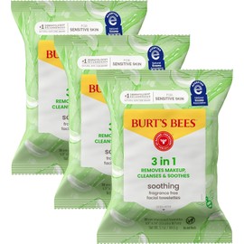 Burt's Bees Sensitive Facial Cleansing Towelettes with Cotton Extract, 30 Count (Pack of 3)