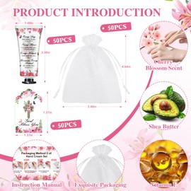 50 Sets Christian Hand Cream Gifts, Christian Gifts for Women, Bible Hand Lotion for Christian Party Favors with Prayer Cards, Bible Verse Prayers Religious Gifts for Women, Birthday Graduation Gifts