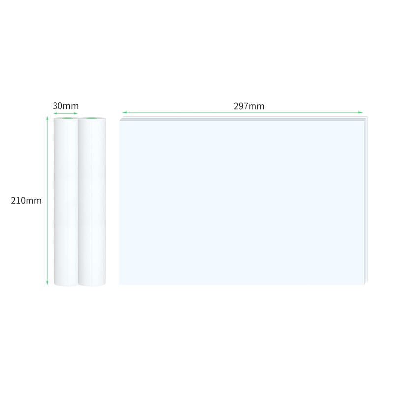 Bisofice 2 Rolls of Thermal Paper A4 Anti-Curl, Compatible with