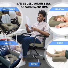 Hantaiwan Inflatable Doughnut Seat Cushion with Extra Stability - Seat Cushion Against Coccyx & Sciatica Pain, for Office, Car, Wheelchair, Camping - Portable After Surgery & in Pregnancy, 49 x 43.5 x