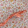 Sleepdown Ditsy Flowers Bedding Set, Pillowcase with Ribbons, Orange/White, 135