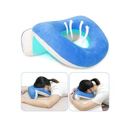 Mybow Face Down Pillow After Eye Surgery Prone Vitrectomy Retina Recovery Equipment Donut Face Pillow Massage Head Cradle Facedown Desk Pillow for Napping Piercing Cushion (Blue)