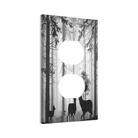 Xuejiaku Outlet Covers Country Deer Hunting Rustic Woodland Misty Forest 1 Gang Duplex Light Switch Cover Plate Decorative Wall Plates Electrical Switchplate Receptacle Cover for Wall Art Decor