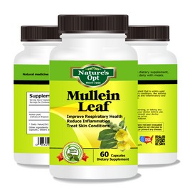 Nature's Opt Mullein Leaf, Used for Asthma, Bronchitis, Cough, Flu, Nausea, Vomiting