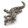 Large Vintage Diamante Lizard Brooch (Silver Tone)