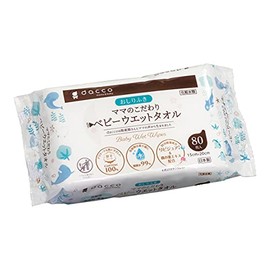 dacco 84603 Baby Wet Towels, 80 Sheets, 100% Cotton, Made in Japan