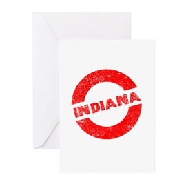 CafePress Rubber Ink Stamp Indiana Greeting Cards Greeting Card (20-pack), Note Card with Blank Inside, Birthday Card Glossy