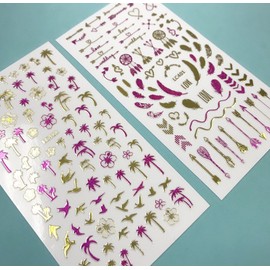 ALLYDREW 450+ Nail Stickers Pink & Gold Foil Nail Stickers Nail Art Henna Nail Stickers, 5 Sheets - Prints