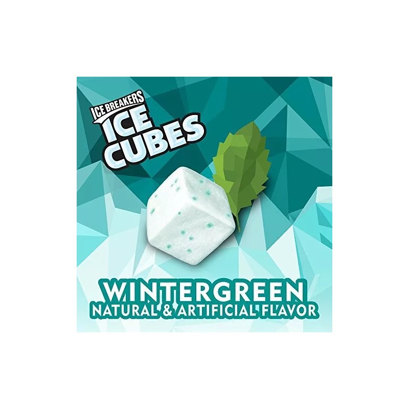 Ice Breakers Ice Cubes Sugar Free Gum Xylitol, Wintergreen, 40