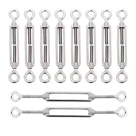 LISHINE 10 Pack M6 Eye and Eye Turnbuckle Stainless Steel Turnbuckle Tensioner Adjustable Heavy Duty Turnbuckle for Cable Wire, Sun Shade Sail, Silver