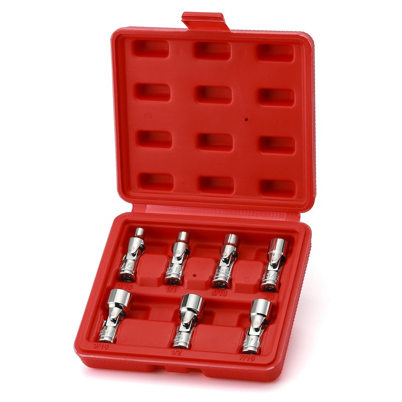 EMENTOL 7PCS 1/4" Drive Universal Joint Socket Set, 6 Point,