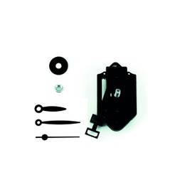 Clock-it Meccanismo orologio pendolo con Canotto extra lungo 24mm, Lancette plastica nere. Kit per riparazione, sostituzione o realizzazione orologio pendolo da parete.