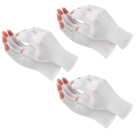 3 Pairs of Cotton Gloves Fingerless Gloves Neurodermatitis Thin Gloves Gym Gloves Summer Half Finger Anti-UV Protection Thin Sun Protection Mittens Gloves for Driving Golf Cycling (5 Fingers)