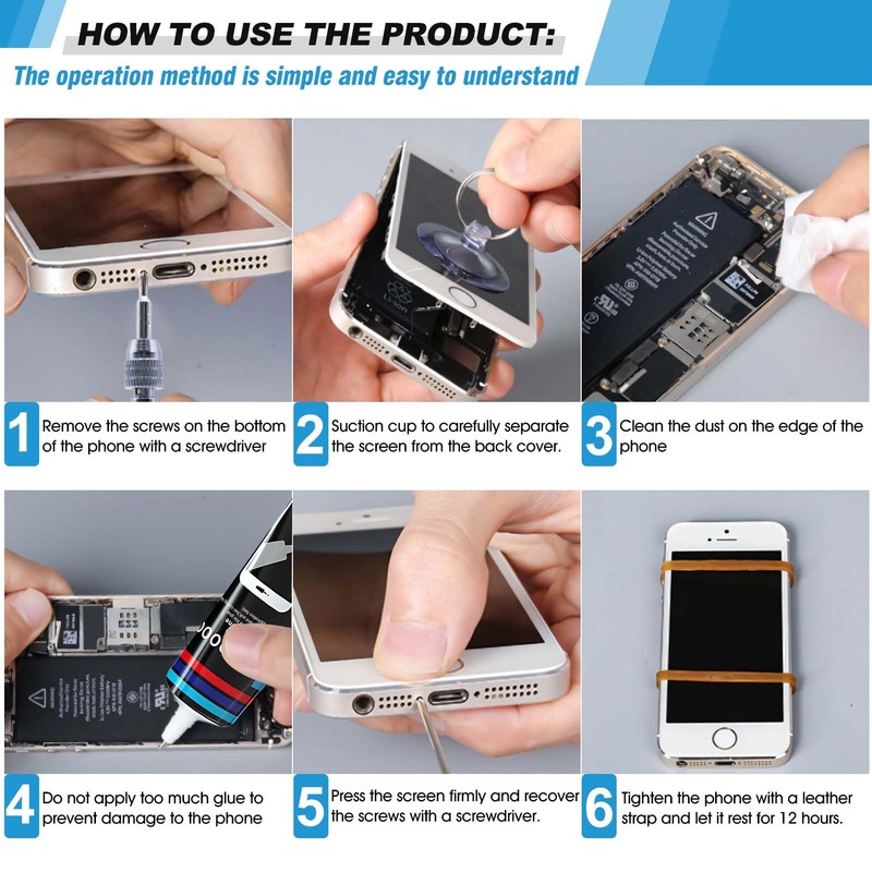 Phone Glue, Screen Repair Adhesive with Repair Tools for Electronic