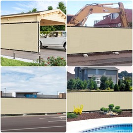 E&K Sunrise 5' x 100' Privacy Fence Screen with Grommets, Outdoor Windscreen Fence Covering Privacy Screen UV Blockage for Backyard Garden Patio, Zip Ties Included (Beige)