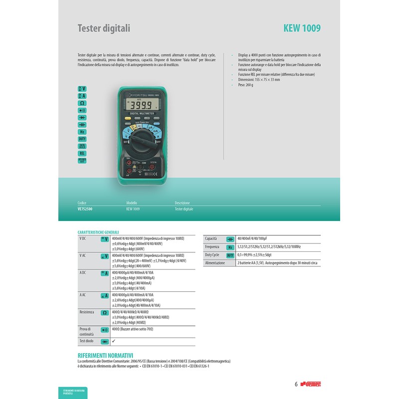 Kyoritsu KEW 1009 Digital Multimeter Voltage Meter AC/DC Resistance Continuity