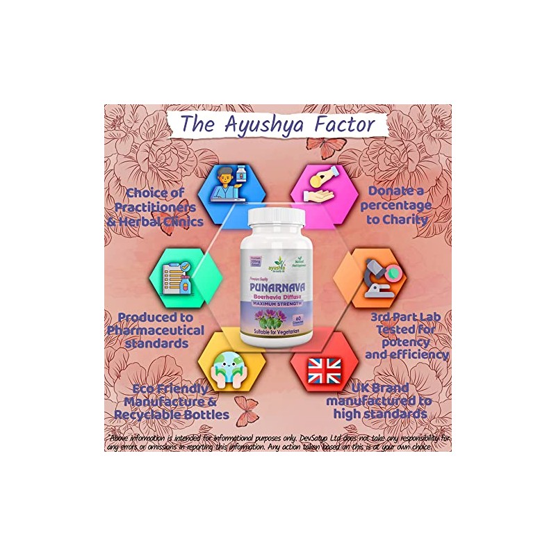 Ayushya Punarnava Capsule (Boerhavia Diffusa), 60 Capsules, Natural