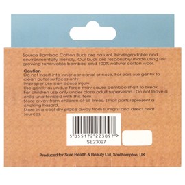 100% Biodegradable Natural Bamboo Cotton Tips - Pack of 250 Eco-Friendly Cotton Swabs