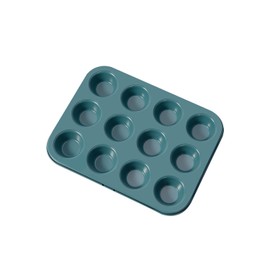 CHEFMADE Muffin Pan, 12 Cups Non-Stick Cupcake Baking Pan Heavy Duty Carbon Steel Pan Muffin Tins Standard Baking Mold for Cakes, Φ2.6 Inch（Green）