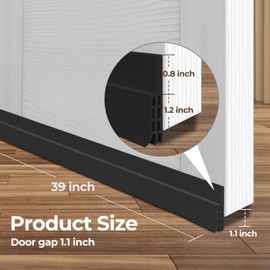 2 Pack Door Draft Stopper Weather Stripping: Ohuhu 39" L x 2" W Under Door Bottom Seal Strip Sweep - 1" Widened Backing Adhesive Blocker Gap Filler Flexible Noise Insulation Draft Guard Bottom of Door