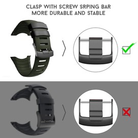 NotoCity for Suunto Core Band, Rubber Accessory Strap Wrist Sport Strap Replacement Bands with Metal Clasp Compatible with Suunto Core Smartwatch (army green, black buckle)