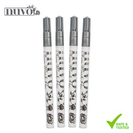 Nuvo Clear Embossing Marker Pen - Precision Fine Bullet Tip - Perfect for Freehand Drawing and Touch-Ups - Compatible with All Grades of Embossing Powder (Pack of 4)