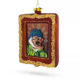 BESTPYSANKY Van Gogh Inspired Dog Portrait Glass Christmas Ornament