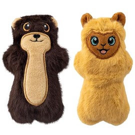 KONG Snuzzles Mini Dog Toy – Small Squeaky Plush Toy for Puppies & Small Dogs – Full-Body Squeaker for Gentle Chewing & Indoor Play (Sea Otter/Llama Combo)