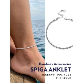 Bandmax Men's Anklet, Non-Stick Surgical Stainless Steel, Popular, Rustproof, Waterproof, Simple, Stylish, Unisex, Accessories, Stainless Steel