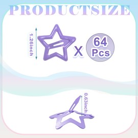 64 Pcs Cute Metal Star Snap Hair Clips for Women Girls,Small Barrettes for Thin/Fine/Short Hair,Strong Hold Hair Accessories (Purple)