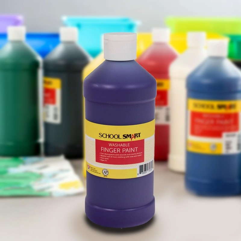 School Smart Washable Finger Paint, Purple, 1 Pint Bottle