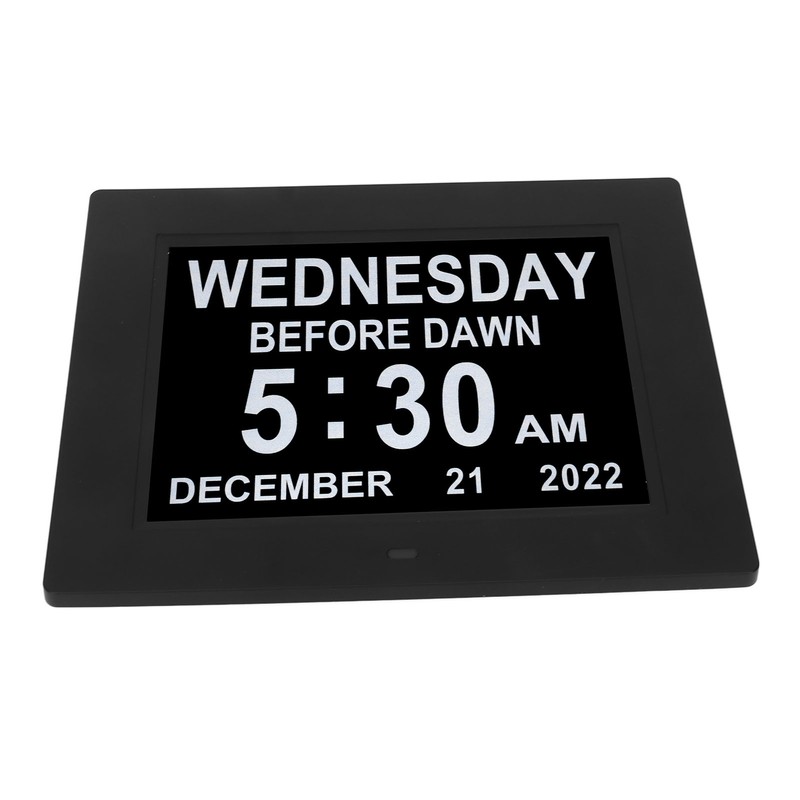 8inch Digital Day Calendar Clock Alarm Reminders 8 Languages Large