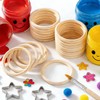 30 PCS 4-Inch Natural Unfinished Wooden Rings Solid Wood Circles