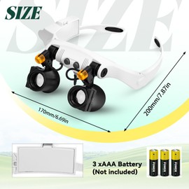 CHRI Magnifying Glasses with Light Head Magnifying Glasses with LED Light Max. 25x Magnification with 14 Lenses (3X-15X) Headband Magnifier with ESD Tweezers for Crafts Watches Repair Jewellery