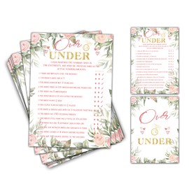 Bridal Shower Games - Over Or Under Wedding Party Game - Boho Floral Greenery Bachelorette/Engagement Party Supplies Activities - Pack of 30 Game Cards (A17)