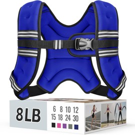 Zeerun 8LBS Weighted Vest for Women & Men with Reflective Stripe and Adjustable Buckle, Comfortable & Durable Rucking Vest for Walking, Running & Strength Training, blue
