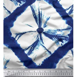 Soimoi 115 GSM Decorative Shibori Print 58 Inches Wide Indigo Blue Viscose Rayon Fabric By The Meter