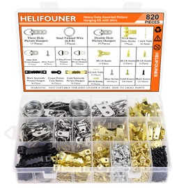 HELIFOUNER Picture Hanging Kit 820 PCS, Photo Frame Hanging Hooks Kit Picture Frame Hooks Frame Picture Hanger Kit for Home Office Photo Picture Painting Hanging