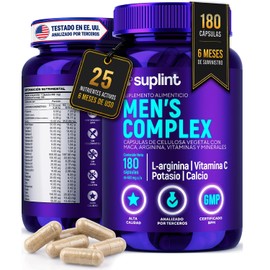 Vitaminas Hombre Multivitamínico Maca Negra Arginina Complejo Zinc Magnesio Potasio Suplemento Diario Gluten 180 Cápsulas