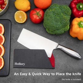 Hollory Kitchen Knife Guards, Universal Blade Covers, Abs Plastic BPA-Free Blade Protector with Velvet Lining, Professional Kitchen Knife Storage Solution for Home Cooks, Black