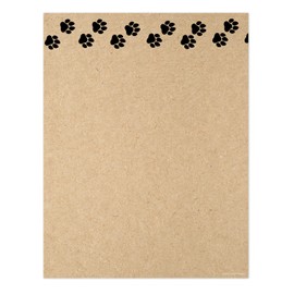 Faux Kraft Paw Print Letterhead / 50 Sheets / 8.5" x 11" Pet Store Grooming Business Flyer/Animal Parent Paper/Cat Dog Mom Dad Decorative Stationery